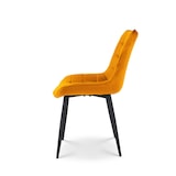 thumbnail of Lot de 2 chaises de salle à manger en velours jaune moutarde – Assise rembourrée confortable – Pieds en métal noir