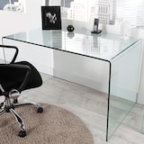 thumbnail of Scrivania Scrittoio da Ufficio Studio Soggiorno in Vetro Curvato Design Curvo Stile Moderno Minimal Chic - Luxury Z-09 - 120 x 74 x 70 cm Trasparente