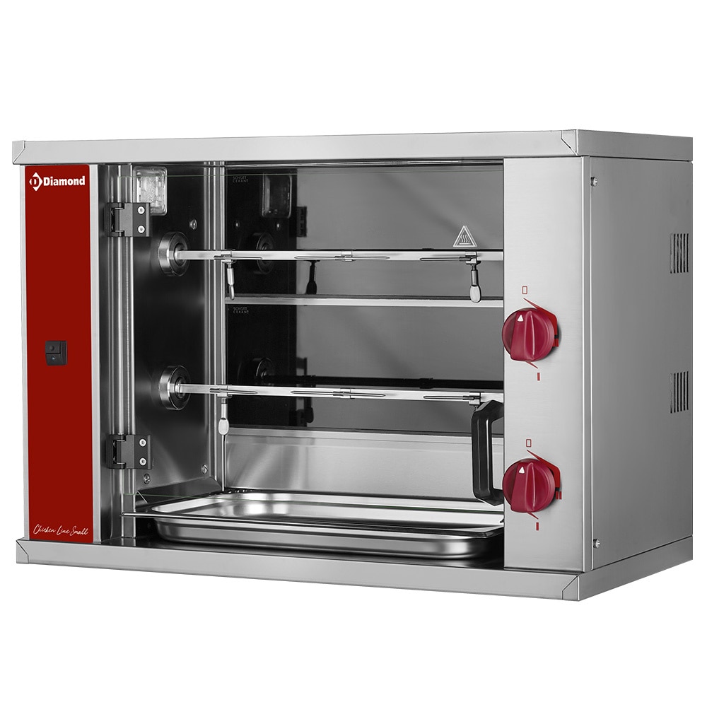 Elektro-Hähnchengrill 2-reihig für 6 Hähnchen - 4,4 kW