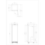 thumbnail of METRO Professional Congélateur GFR6400S, acier inoxydable, 59.5x64x188.5cm, 240 L, refroidissement par ventilateur statique, 480 W, serrure, argent