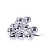 thumbnail of 12 Glaskugeln am Draht 2,5cm Weihnachtskugeln Spiegelbeeren zum Basteln silber
