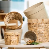 thumbnail of Innovativer Blumentopf geflochten aus Wasserhyazinthe, mit Pflanztopf aus nachhaltigen Rohstoffen, Rund, HMF 37280, 14 cm Durchmesser