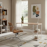 thumbnail of Mesa para ordenador / escritorio Easy Up2 con estantería incluida, blanco/roble hjh LIVING