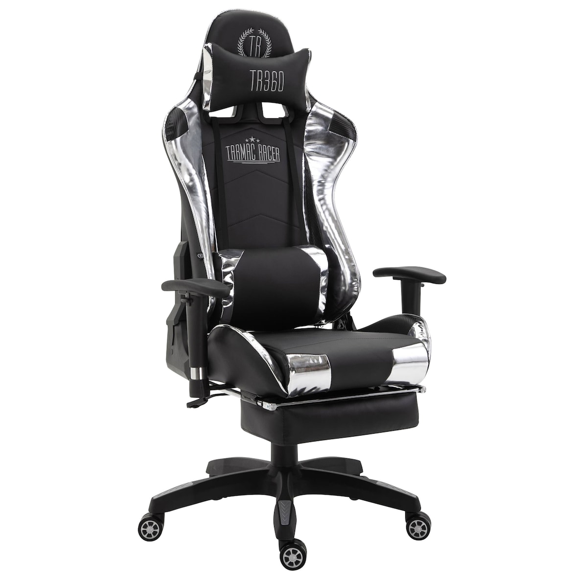 Silla Gaming Turbo Negro/blanco/Simil cuero (metálico)