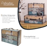 thumbnail of HMF Vintage Deko Koffer aus Holz, Aufbewahrungsbox mit Deckel und Ledergriff, stilvolle Aufbewahrung und Geschenkidee,  Fahrrad, 44 x 32 x 16 cm