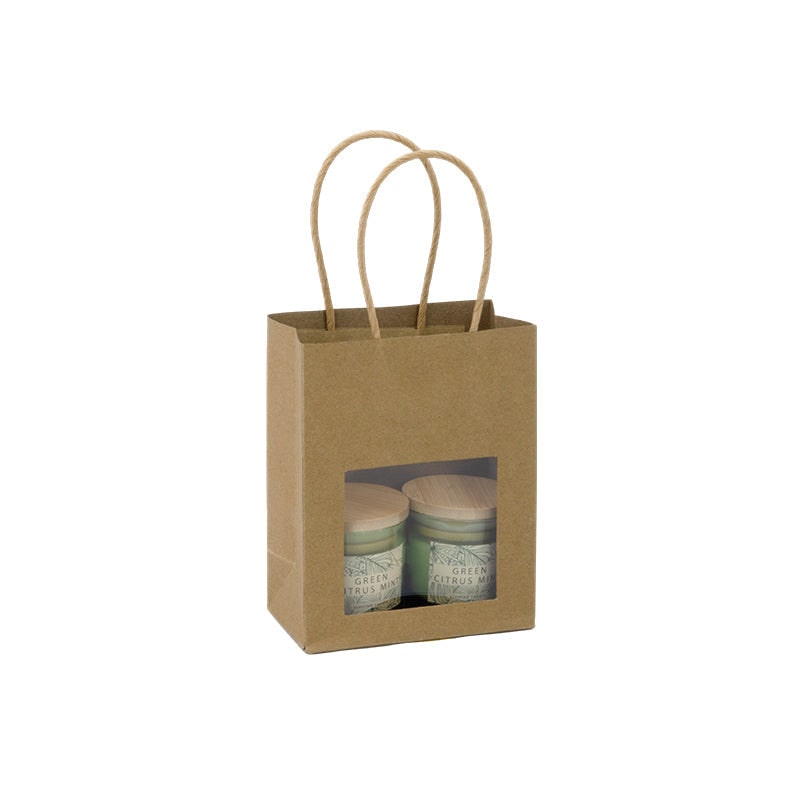Boutique-Tüte aus braunem Kraftpapier mit verdrehten Griffen 11,4 + 6,4 × 14,6 cm pro 500 - Gimex