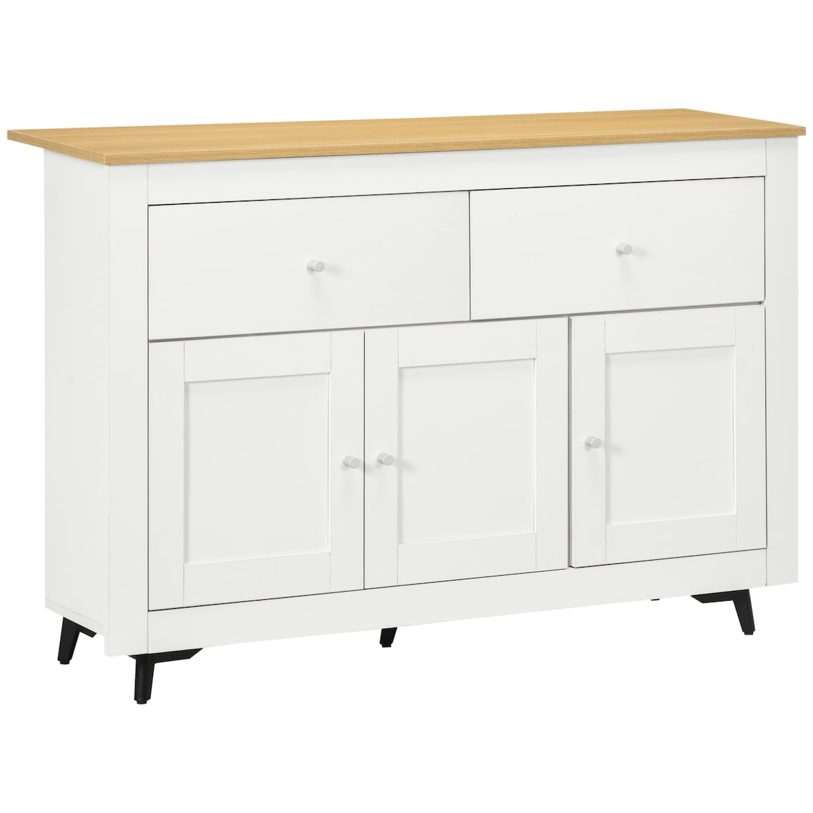 HOMCOM aparador de cocina con 2 cajones 3 puertas y estante interior ajustable 117x35x80 cm