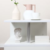 thumbnail of Mesa Auxiliar de Salón con Compartimento Abierto 50x50x50cm Mesa de Centro Café Blanco