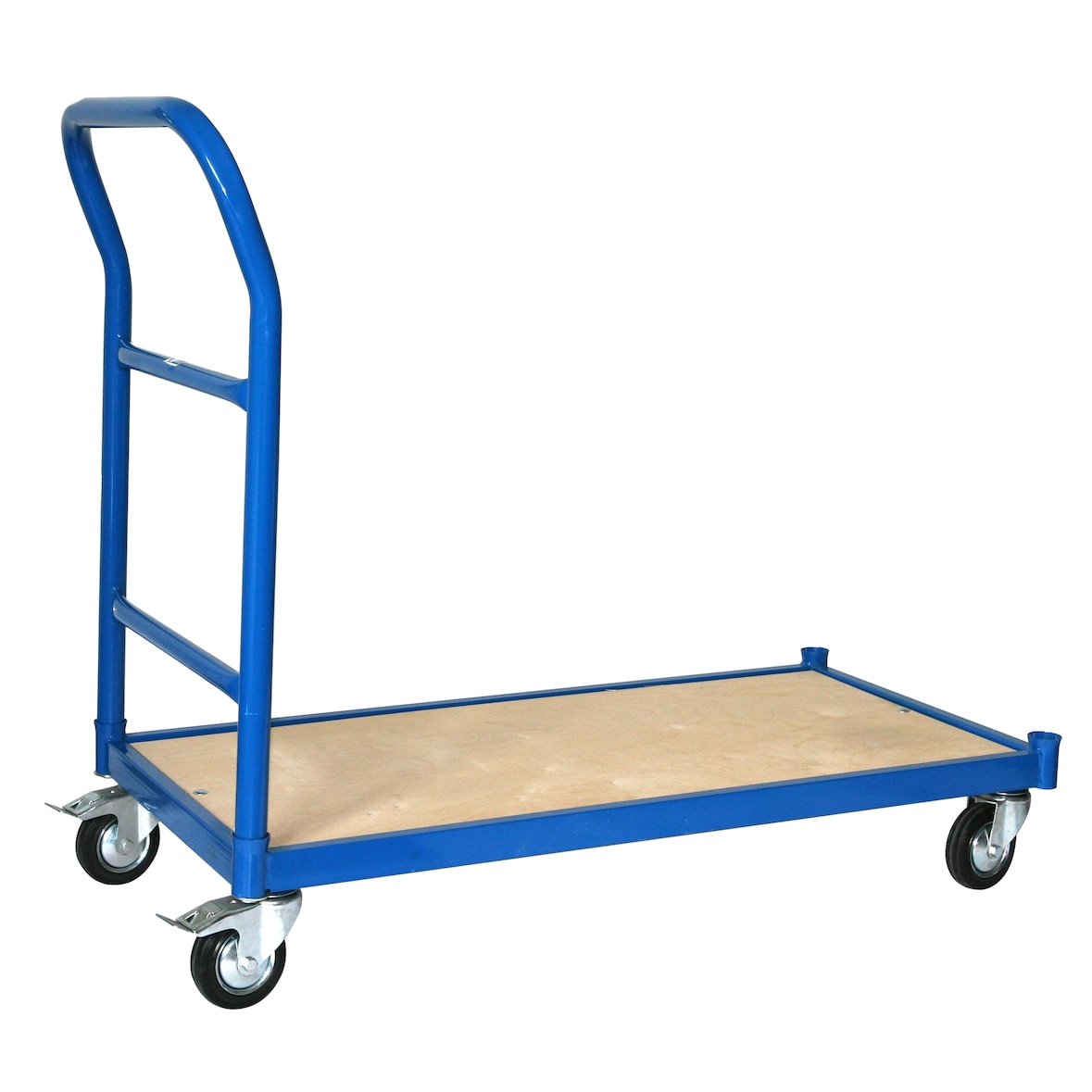 Transportwagen Professional 250 KG, 1 Schiebebügel, 100x50 cm, RAL 5017 blau(Transporthilfe mit Lenkrollen) (Paketwagen Lagerwagen Handwagen