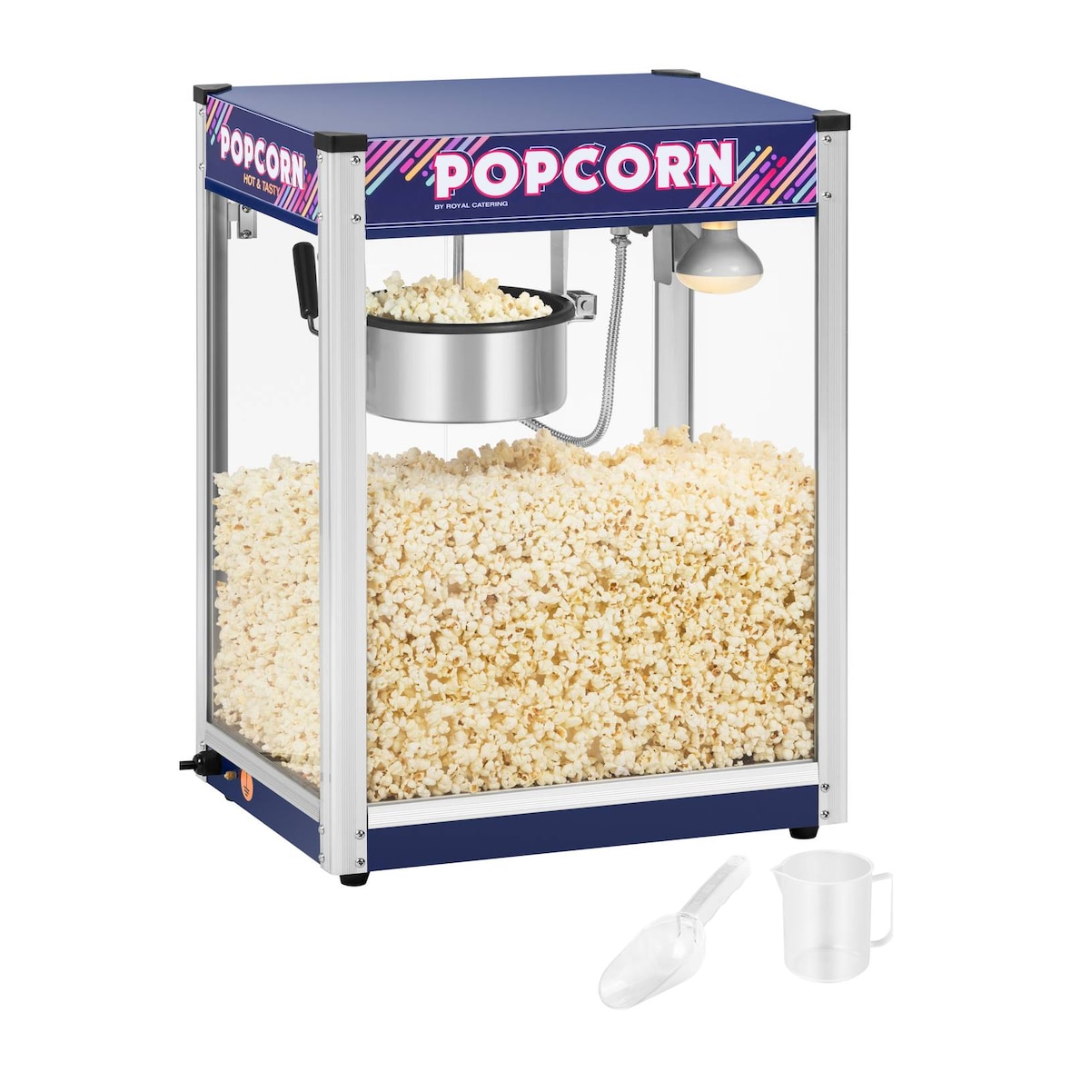 Royal Catering - Royal Catering Machine À Popcorn (1500 W, 150 g en 110 s, 5 kg/h, Verre De Sécurité, Marmite 1 500 ml, Revêtement antiadhésif)
