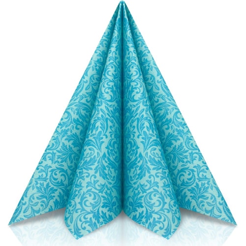 Airlaid Serviette Ornaments in Petrol, 40 x 40 cm, 50 Stück