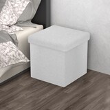 thumbnail of Intirilife Faltbare Sitzhocker 30x30x30 cm in SCHNEE WEIß - Sitzwürfel Fußhocker Aufbewahrungsbox mit Stauraum und Deckel aus Stoff mit Mulden