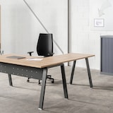 thumbnail of ROCADA, sedia professionale con braccioli regolabili, scocca nera e rivestimento nero. dimensioni 660x660x1180mm