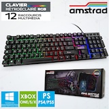 thumbnail of Clavier  Amstrad AMS KEY008 USB, Rétro-éclairage RGB, 12 raccourcis multimédia, 104 touches, AZERTY
