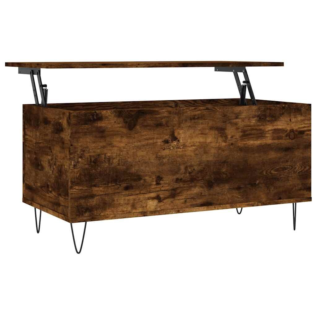 Table basse Chêne fumé 90x44,5x45 cm Bois d'ingénierie Modèle Atlas Bois