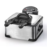 thumbnail of Clatronic FR 3195 Freidora Eléctrica Doble, 4 L, Acero Inoxidable, 2 Cestas Pequeña y 1 Cesta Grande, Desmontable, 2000W, Nero/Argento