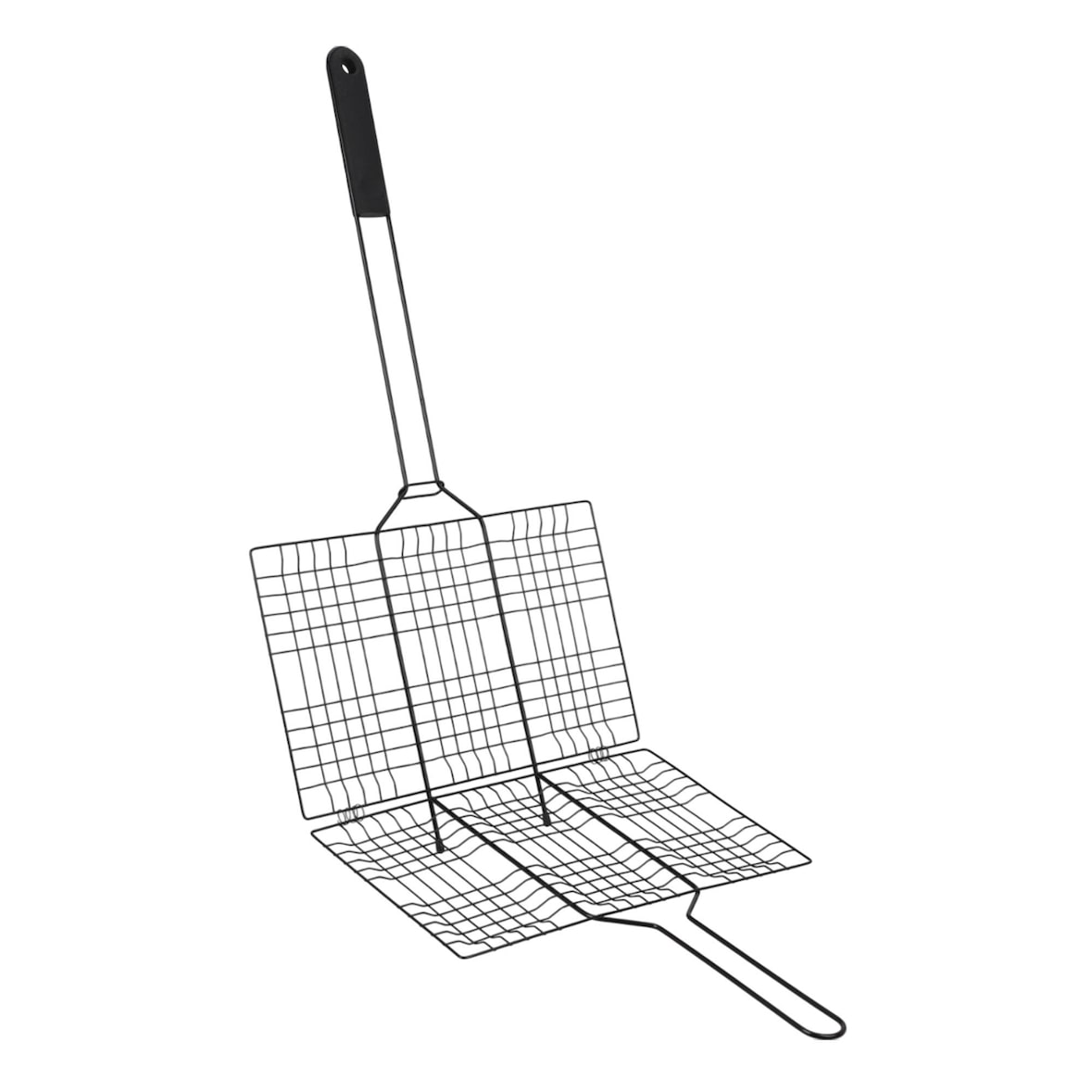 WellHome - Griglia BBQ Rivestimento Antiaderente in Ferro Nero 68x32,5cm