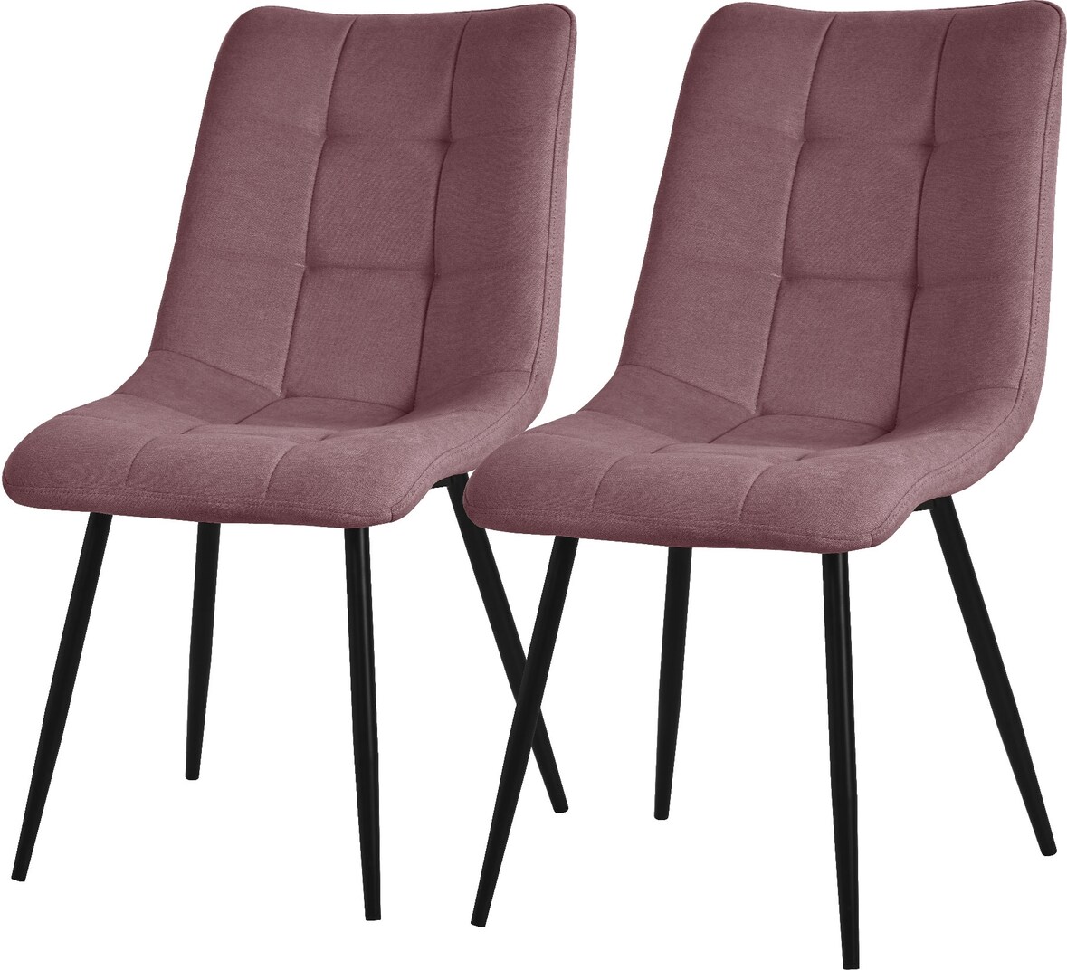 ML-Design – Esszimmerstühle 2er Set – Altrosa Stoff | Rückenlehne, schwarze Metallbeine, gepolstert, Wohnzimmer & Esszimmer