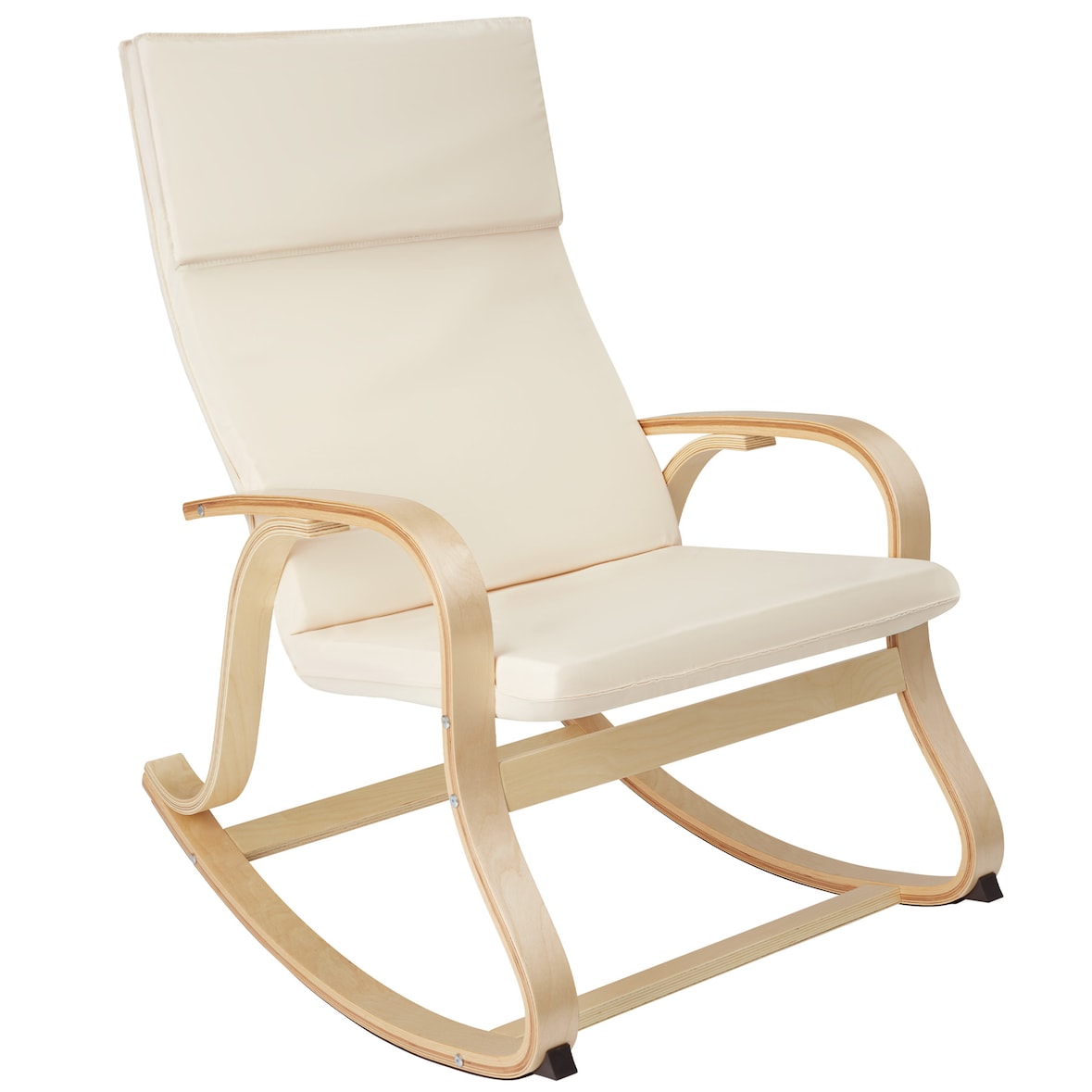 tectake Mecedora Roca de madera de abedul 150kg  Beige