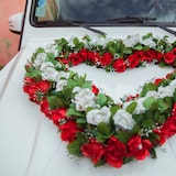thumbnail of Relaxdays Kunstrosen rot, Kunstblumen, künstliche Dekoblumen, 48 Stück mit Stiel und Blättern, rote Köpfe, H: 26 cm, red