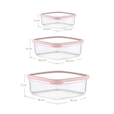 thumbnail of Set 3 Recipientes Herméticos para Alimentos, de forma Cuadrada Rosa 7house