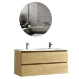 thumbnail of Alpenberger Doppel Waschbecken mit Unterschrank | Badmöbel Set | Waschbeckenunterschrank mit Waschtisch 120 cm Breit | Badezimmer Spiegel mit Led Rund