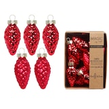 thumbnail of Christbaumschmuck Zapfen Glas H 4,5 cm 12 Stück rot matt/glänzend