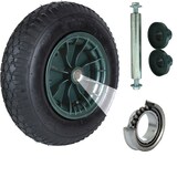 thumbnail of Schubkarrenrad 4.80 / 4.00-8 mit Achse Schutzkappen 200 Kg Luftrad Ersatzrad