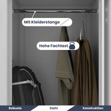 thumbnail of Umkleideschrank Spind OSLO - 4 Abteile mit Lüftungsschlitze | Umkleidespind Metall Schließfachschrank Garderobenspind, 185x80x45cm Stahl