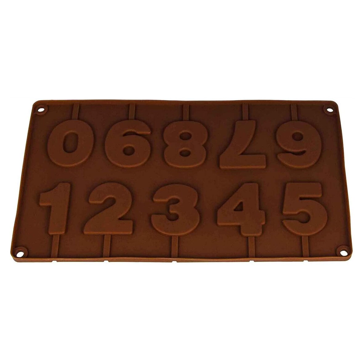 Silikonform (Lolli) Zahlen - braun 29x17x1cm - Silikon Form Backen, Seife & mehr - Backform