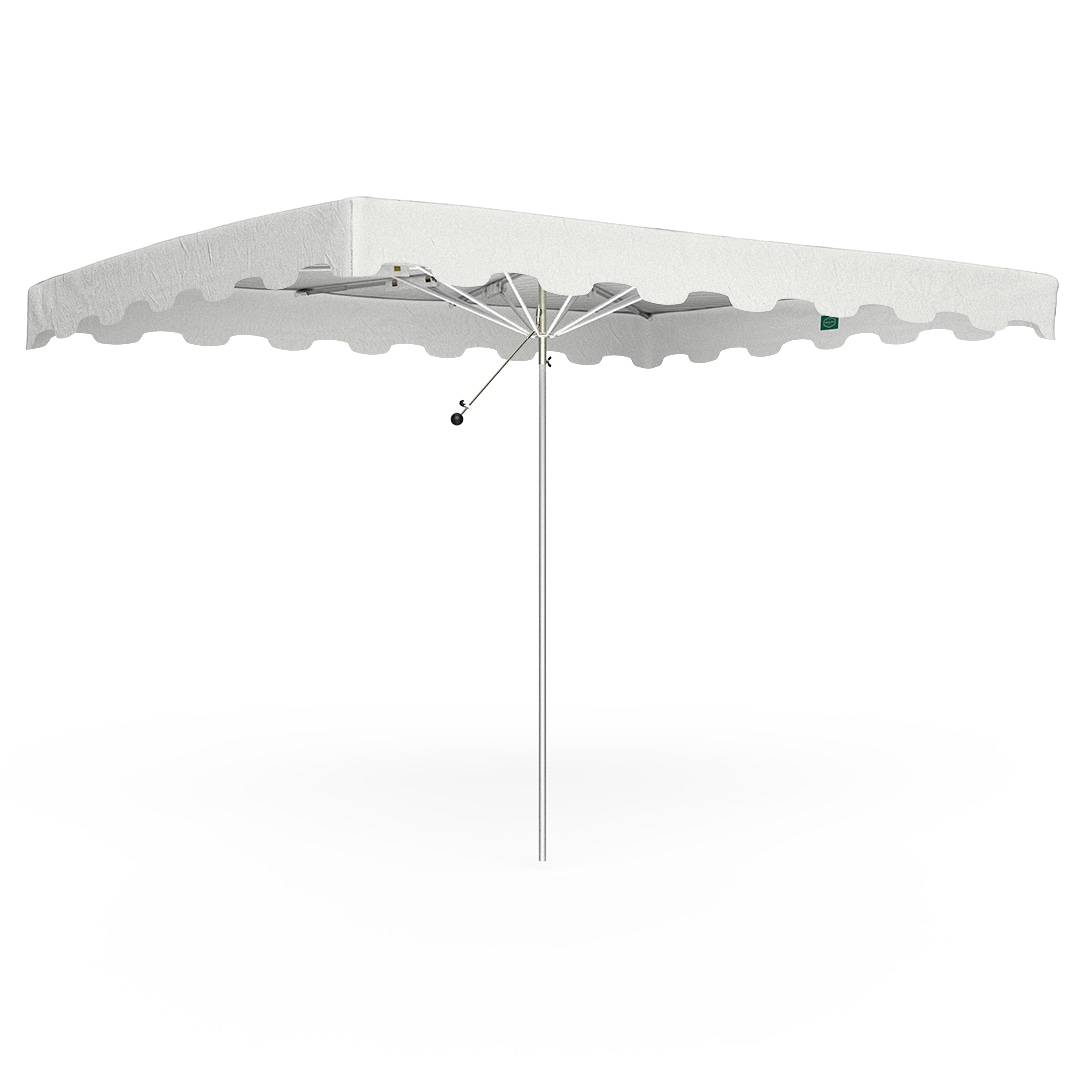 Parasol de marché forain 325x250cm Blanc - Armature Télescopique + Toile + Housse