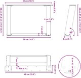 thumbnail of Helloshop26 - Set mit 2 U-förmigen Couchtischbeinen modernes Design verstellbare Stabilität 40 x 30 cm anthrazitfarbener Stahl 02_0057027