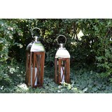 thumbnail of Lanterne en bois et verre grand modèle 23x23x77cm