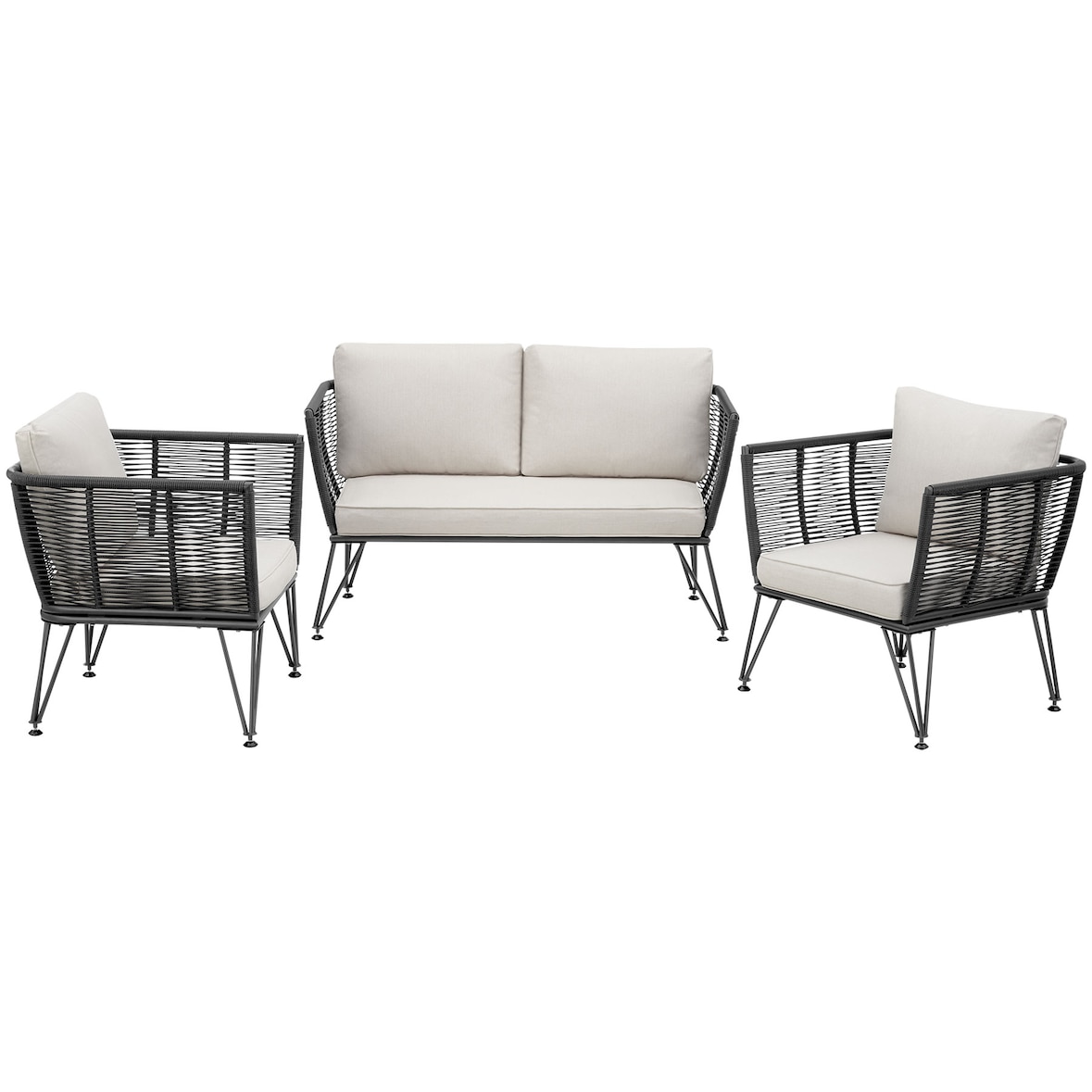 Garten-Loungeset Sundo im Rope-Design mit Polyrattan