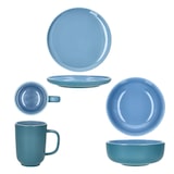 thumbnail of Ritzenhoff Jasper 18tlg Frühstücksset Ozeanblau Steingut Teller Becher Schale