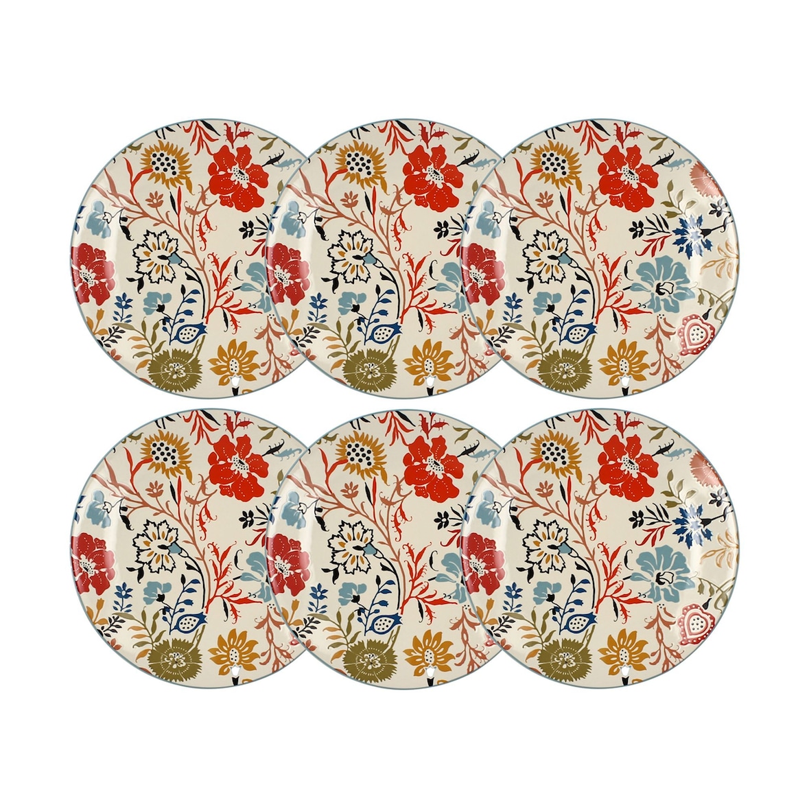 Novastyl - Lot 6 assiettes plates jaipur 27cm en grès