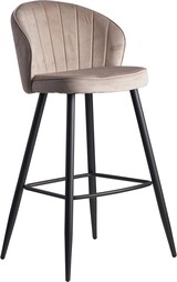 thumbnail of Barhocker Samt Beige Hocker mit Lehne 56x102,5x52,5 cm, Küchenhocker Skandinavisch Stoff / Metall 110 kg, Design Barstuhl Tresenhocker, Bistrohocker
