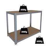 thumbnail of Banco Tavolo Da Lavoro Senza Bulloni In Acciaio Metallo e MDF Portata Fino a 600 Kg Con 2 Ripiani Regolabili Garage Officina Cantina 87 x 120 x 60 cm