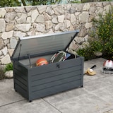 thumbnail of Baúl de exterior 311 L arcón almacenaje de acero galvanizado con 4 ruedas 2 asas y 1 cerradura con llave para jardín patio 120x62x66 cm
