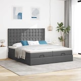 thumbnail of vidaXL Ottoman-Bett mit Matratzen & LEDs Dunkelgrau 160x200 cm Stoff