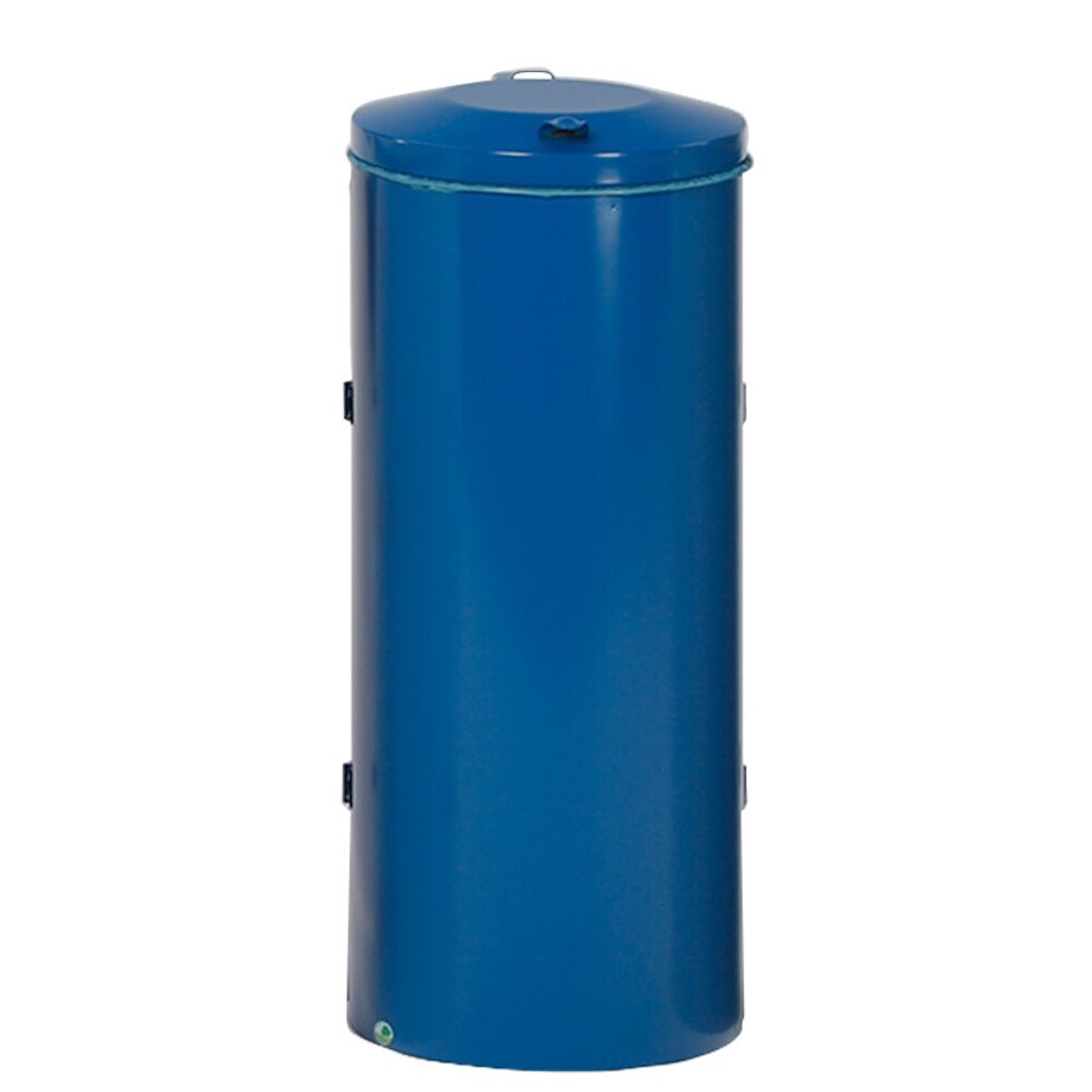 PROREGAL Robuster Abfallsammler mit Deckel & Doppeltür | 150 Liter, HxBxT 98x50x50cm | Stahl | Blau | Mülleimer Abfalleimer Müllkorb