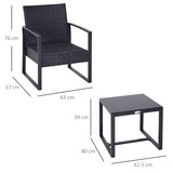 thumbnail of Outsunny Set Tavolino e 2 Sedie da Giardino Rattan Mobili da Esterno