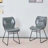 thumbnail of Esszimmerstühle 2er-Set aus Kunstleder und Metall in Grau, gepolstert, mit ergonomischer Sitzschale