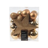 thumbnail of 33 Weihnachtskugeln Kunststoff mit Christbaumstern Set bruchsicher Christbaumkugeln Weihnachtsbaumkugeln Christbaumspitze Mix Pekanuss Braun