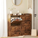 thumbnail of HOMCOM mueble zapatero de 4 puertas zapatero estrecho con estantes ajustables estilo industrial para 24 pares de zapatos 120x24x103 cm marrón rústico
