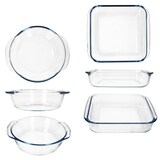 thumbnail of 2tlg Set Brat- & Backform 800ml 1,8L Glas rund quadratisch Auflaufform Ofenform