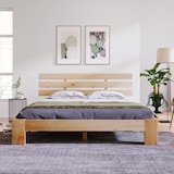 thumbnail of Massivholz Doppelbett 140x200 aus Kiefer mit Lattenrost, Rustikales Bettgestell mit natürlicher Maserung,Stauraum, Stabiles Kiefernholz Bett Natürlich
