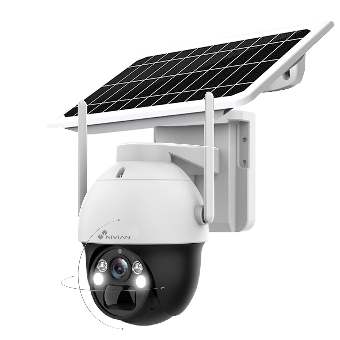Nivian-Cámara vigilancia seguridad 360º 4G+Panel solar 7W-Batería larga duración 18000mAh-2K-Detección movimiento y humanos-Visión nocturna+Leds