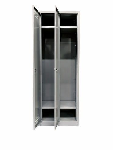 Grima, armadio spogliatoio 2 ante, metallo, cm. 60x40x167h, grigio chiaro