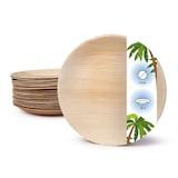 thumbnail of onlyleaf 25 Stück Einwegteller Ø 23cm Palmblatt-Teller, rund, biologisch abbaubar, umweltfreundlich, kompostierbar, wiederverwertbar, Wegwerfteller